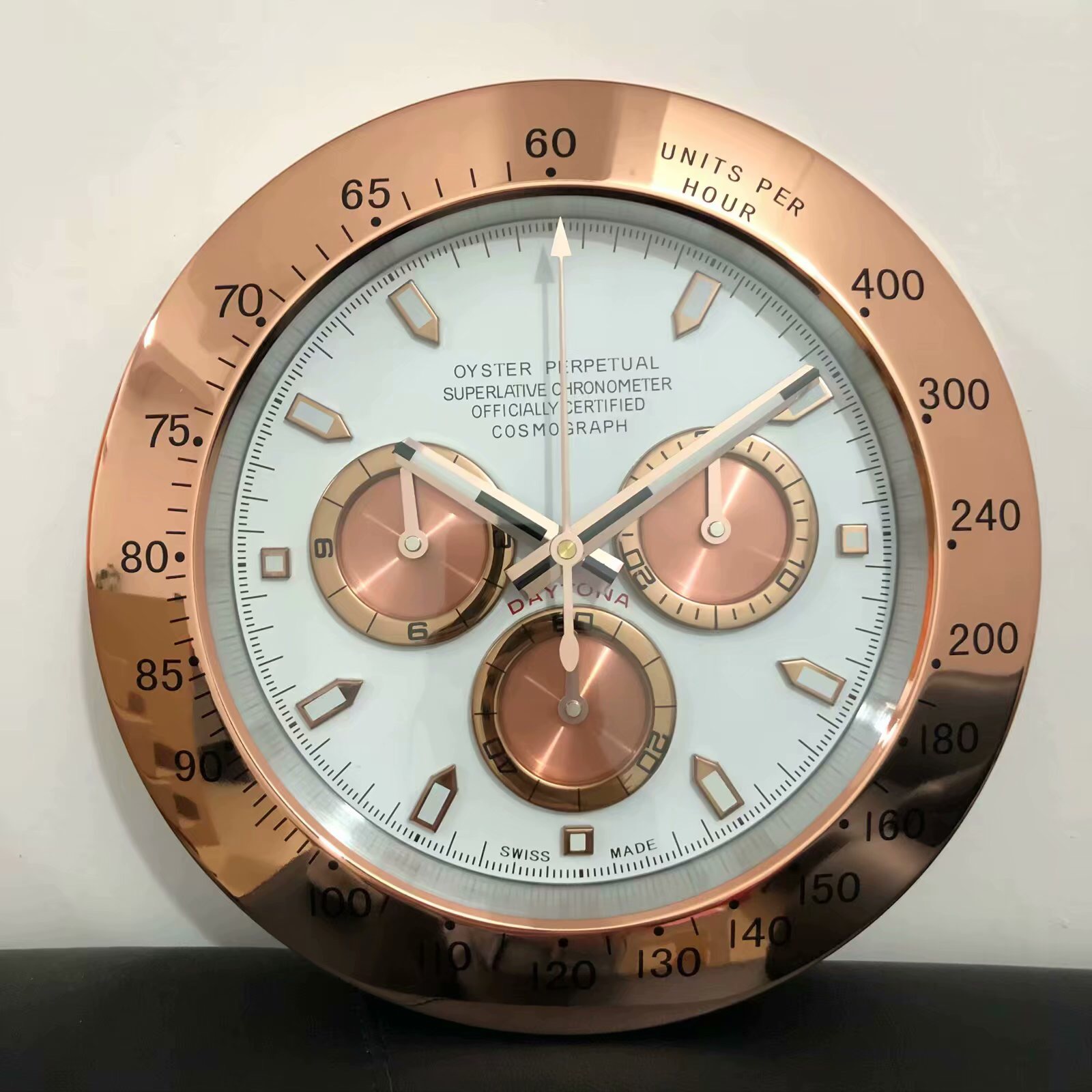 White and Rose Gold Wall Clock for Bar